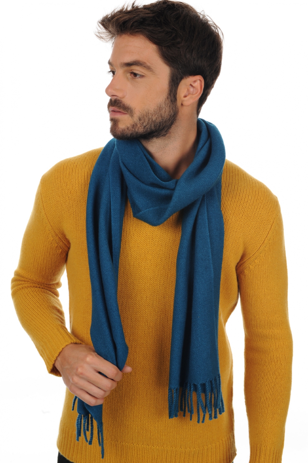 Cashmere accessori sciarpe foulard zak200 blu anatra 200 x 35 cm