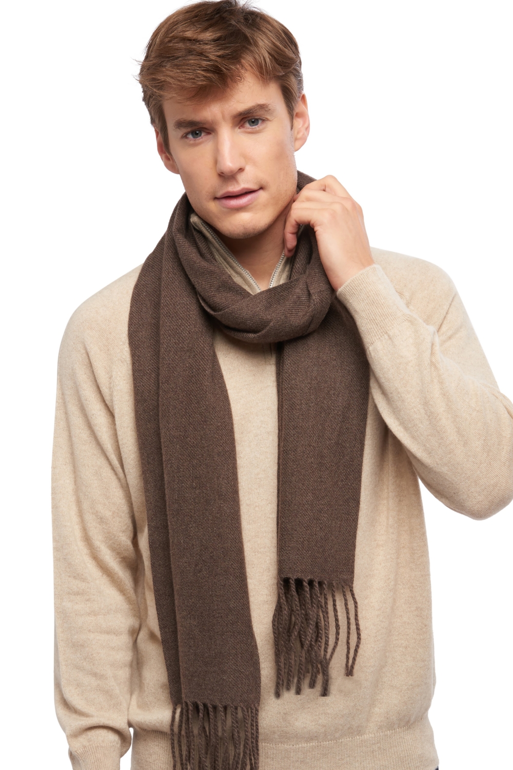 Cashmere accessori sciarpe foulard zak200 marrone chine 200 x 35 cm