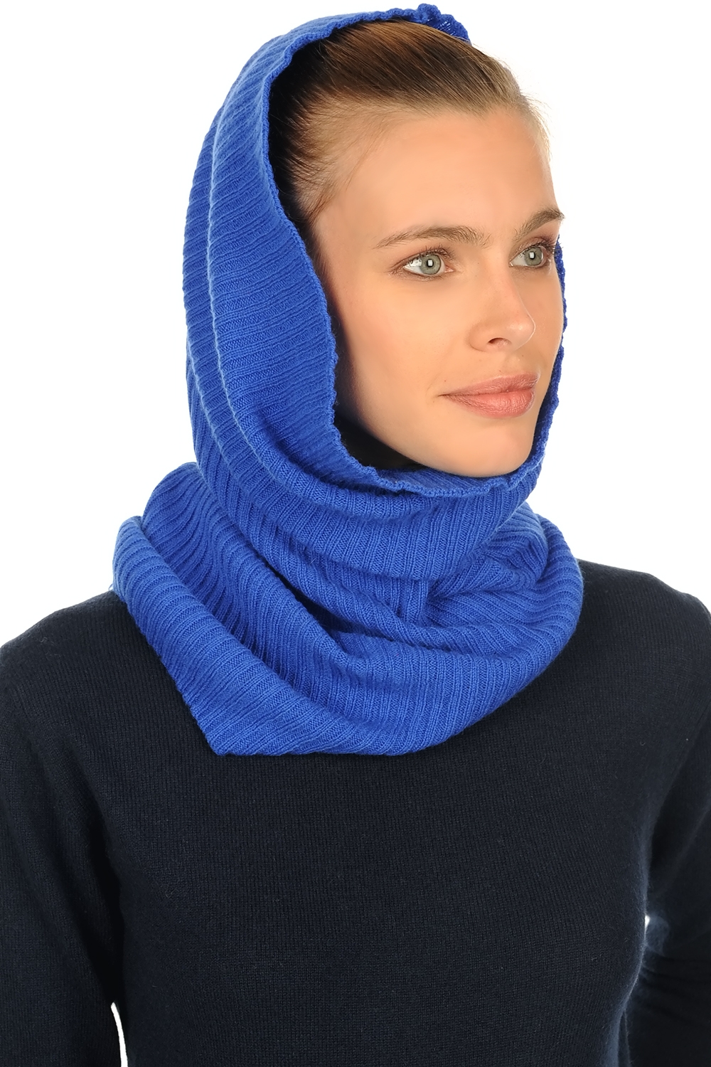 Cashmere accessori snood cerise blu lapis 60 x 28 cm