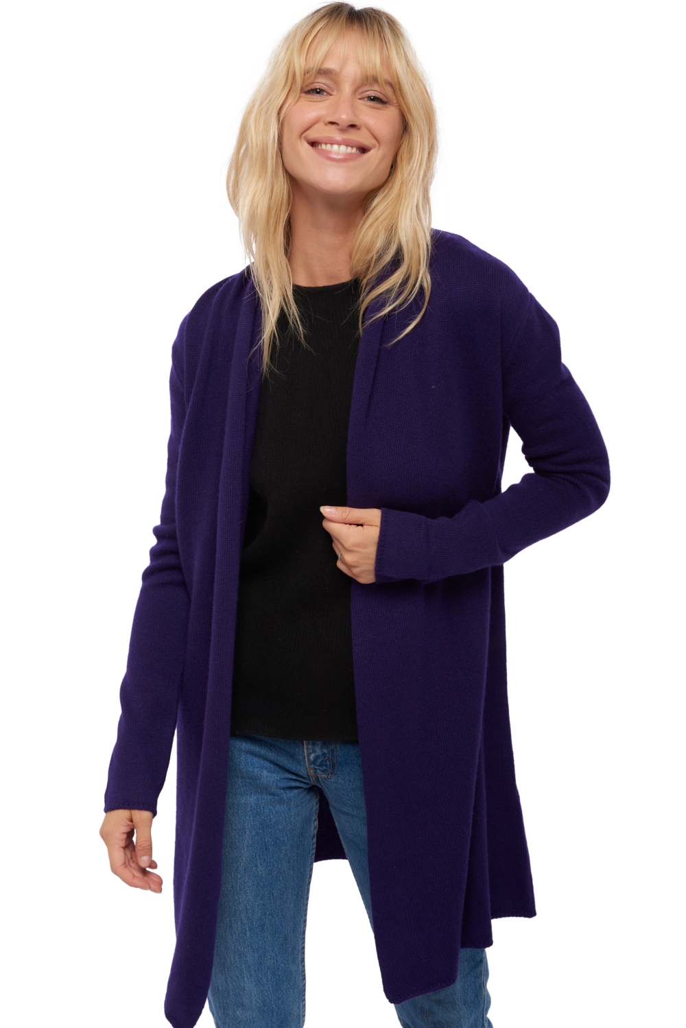 Cashmere cashmere donna maglioni in filato grosso perla deep purple xl