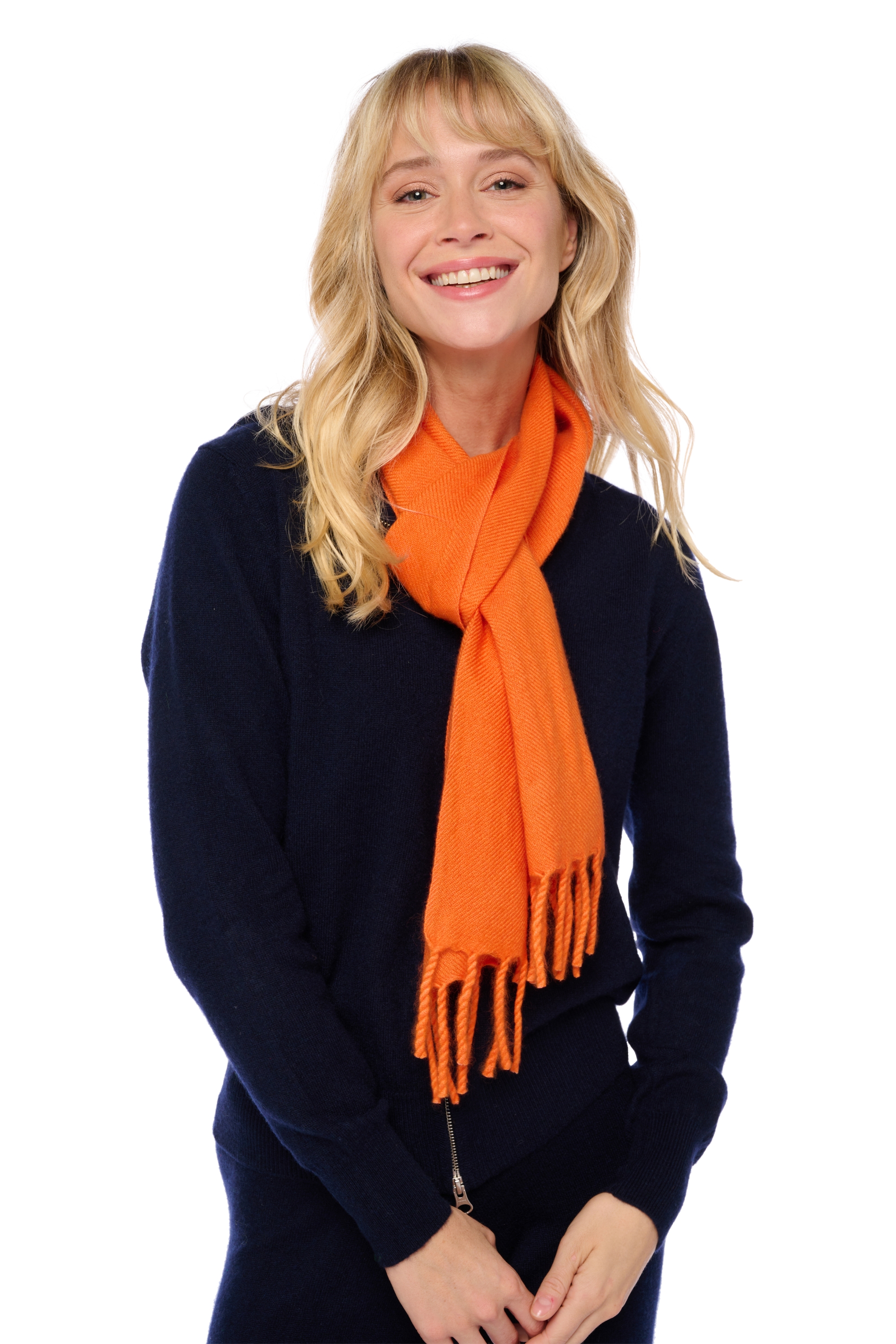 Cashmere cashmere donna sciarpe foulard kazu170 arancio 170 x 25 cm