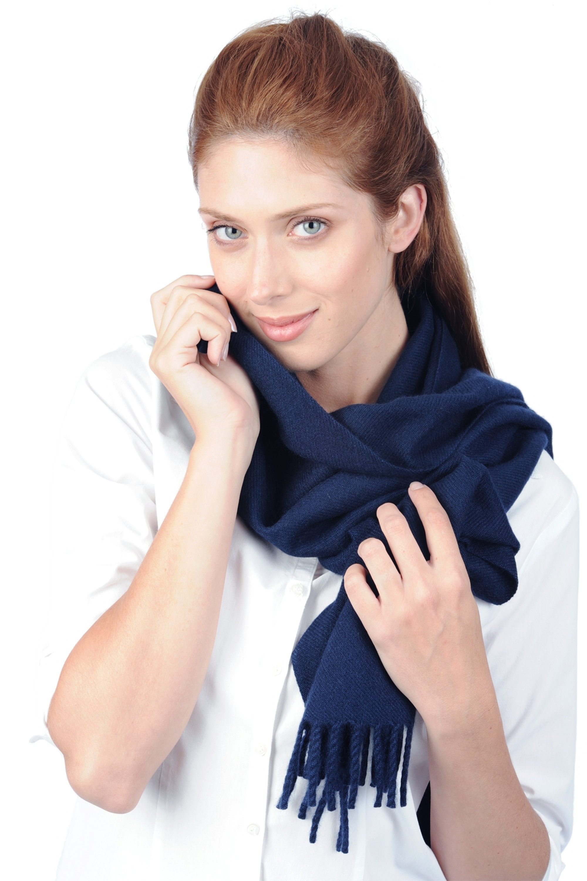 Cashmere cashmere donna sciarpe foulard kazu170 blu navy 170 x 25 cm