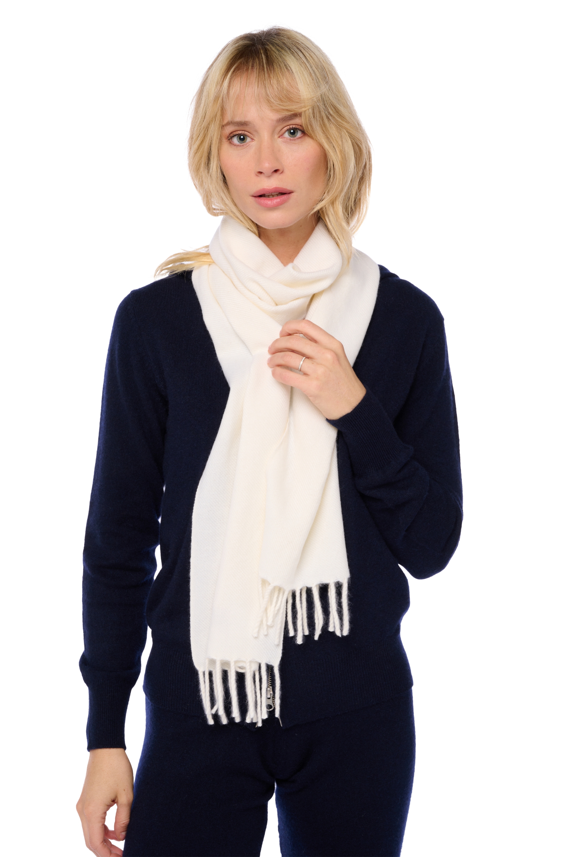 Cashmere cashmere donna sciarpe foulard kazu170 milk 170 x 25 cm