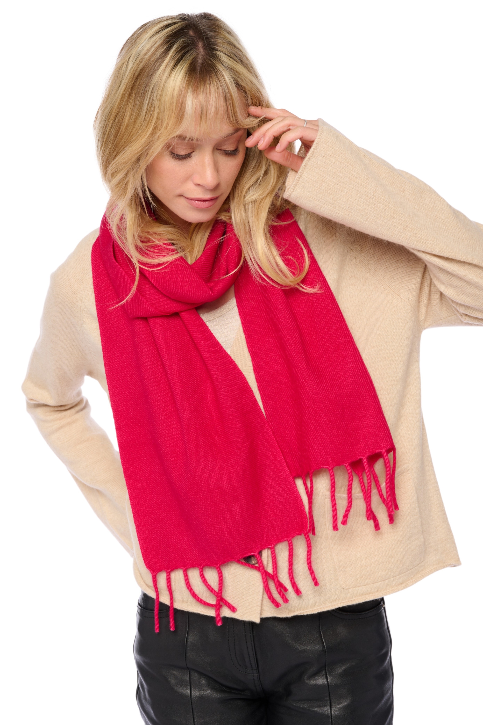 Cashmere cashmere donna sciarpe foulard kazu170 rosa passione 170 x 25 cm