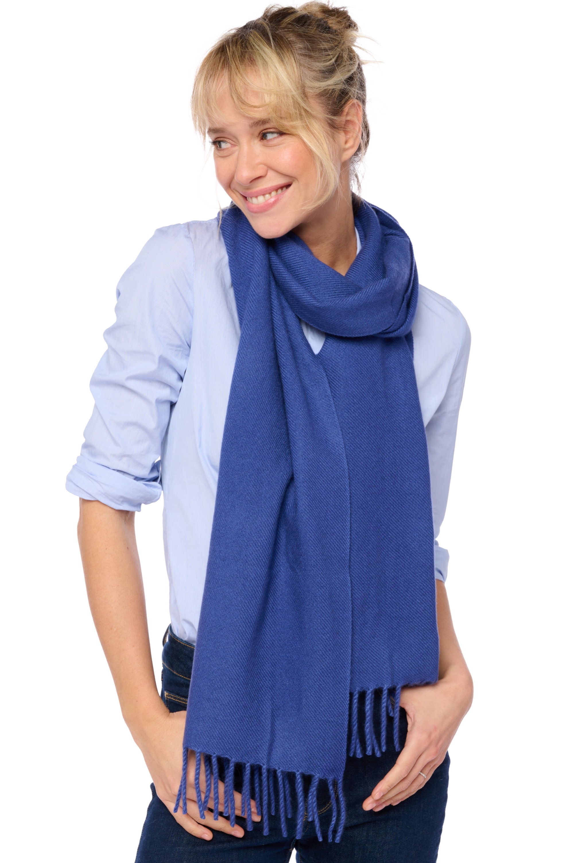 Cashmere cashmere donna sciarpe foulard kazu200 blu maschio 200 x 35 cm