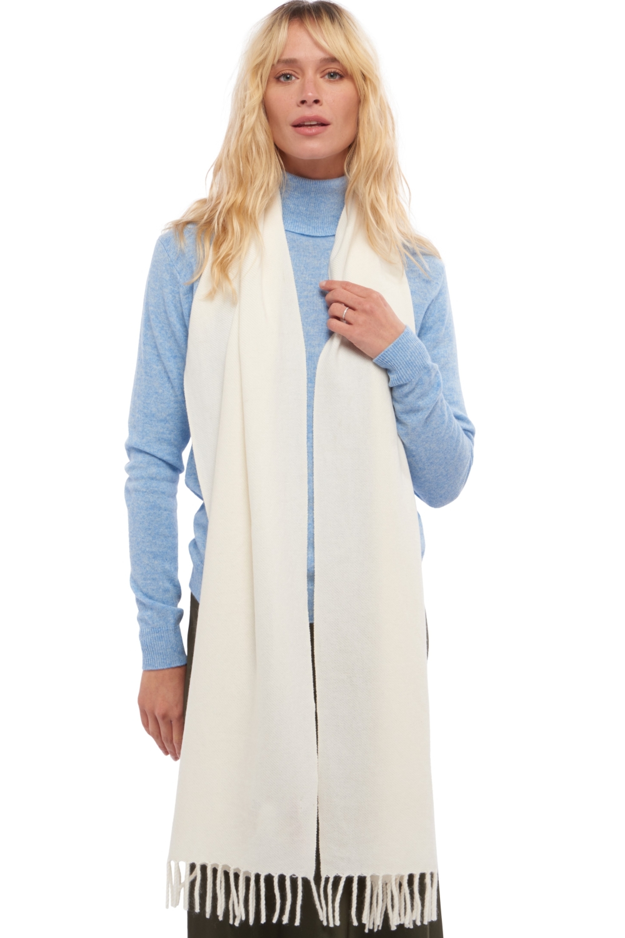 Cashmere cashmere donna sciarpe foulard kazu200 ecru 200 x 35 cm