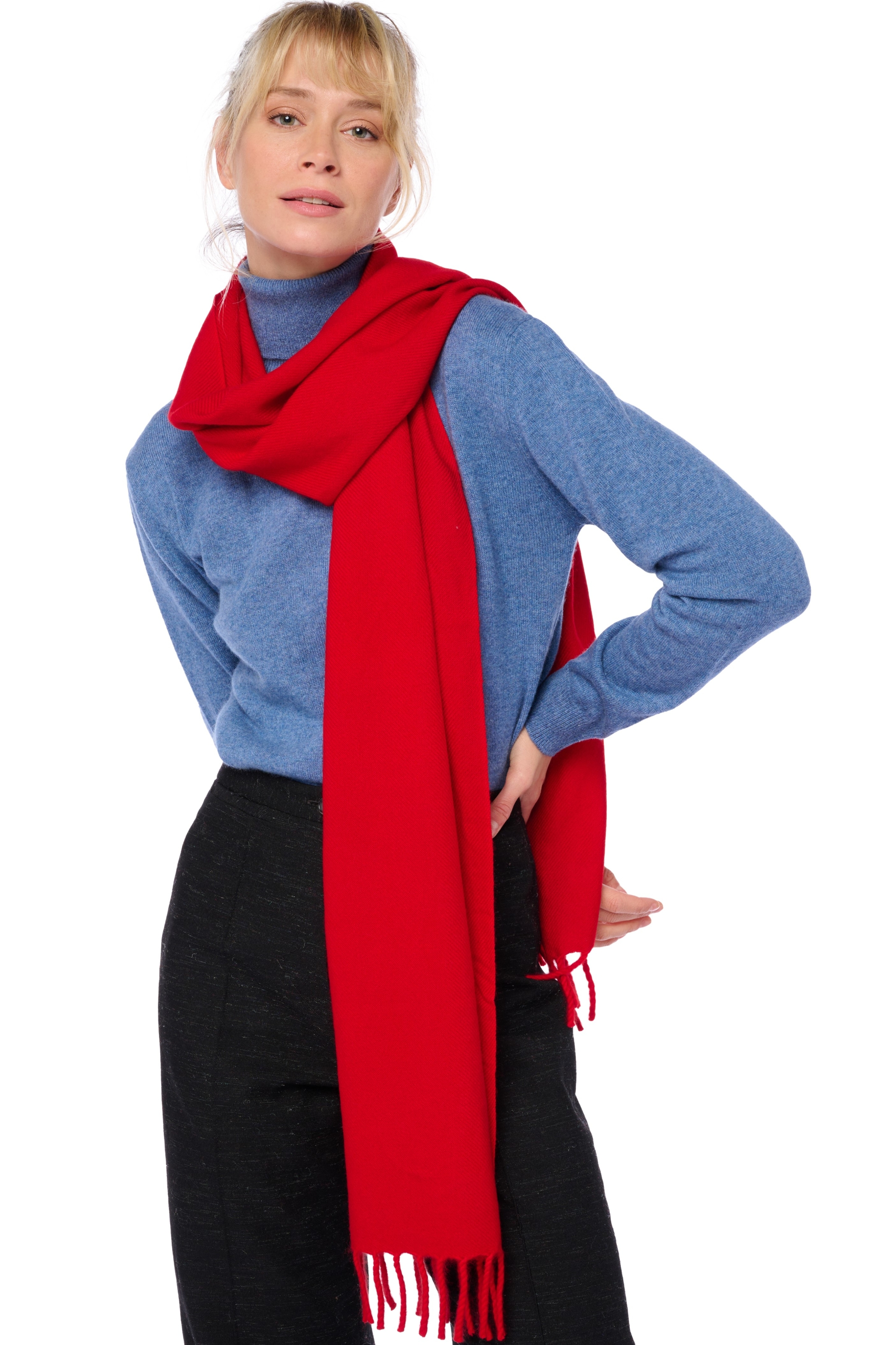 Cashmere cashmere donna sciarpe foulard kazu200 rosso franco 200 x 35 cm