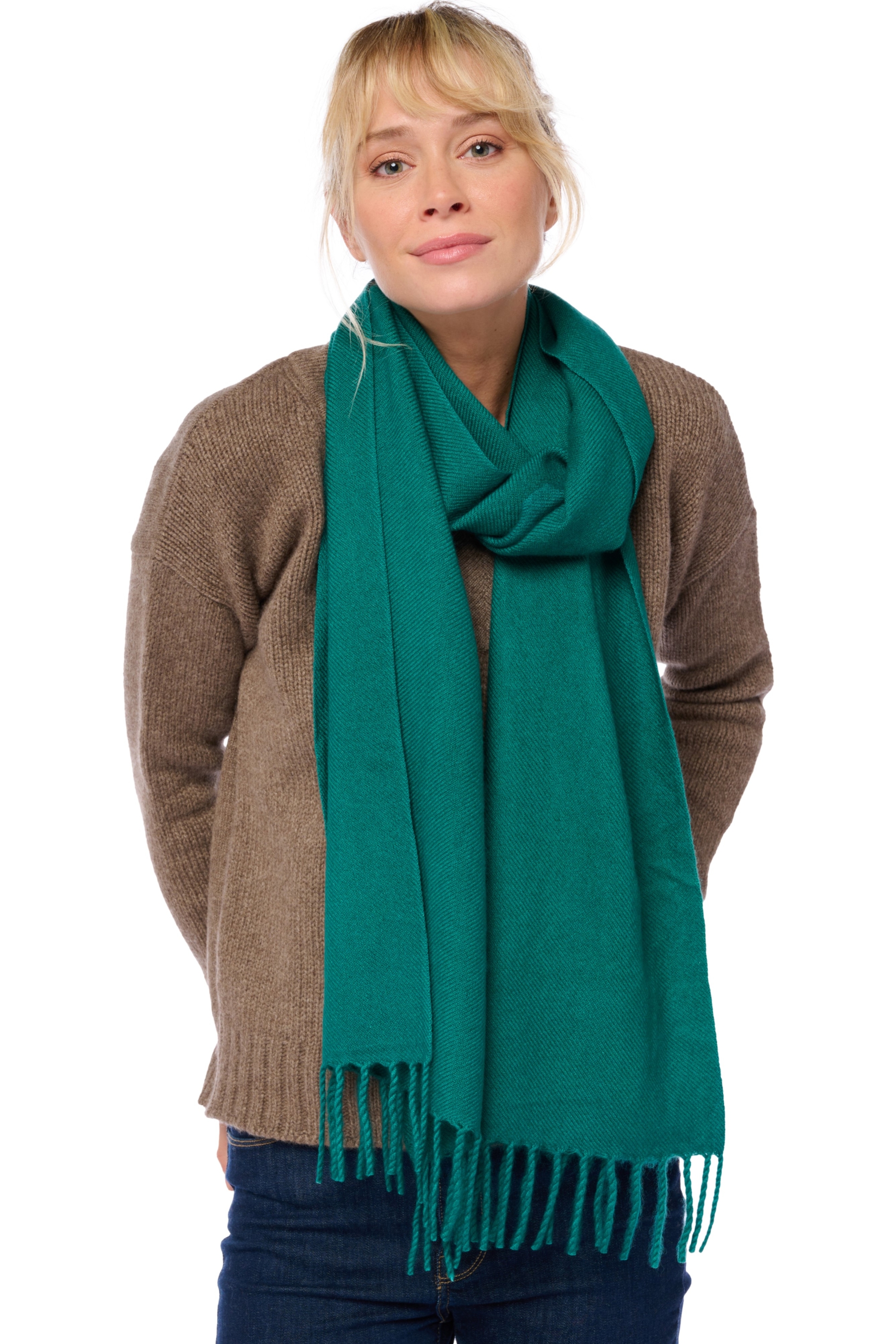 Cashmere cashmere donna sciarpe foulard kazu200 verde foresta 200 x 35 cm