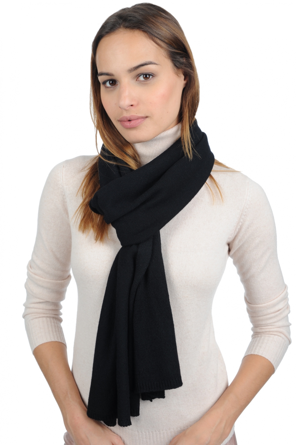 Cashmere cashmere donna sciarpe foulard miaou nero 210 x 38 cm
