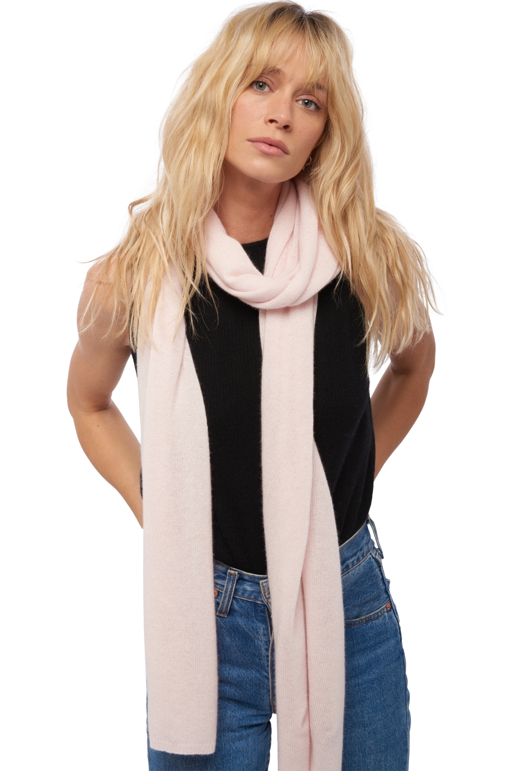 Cashmere cashmere donna sciarpe foulard miaou rosa pallido 210 x 38 cm