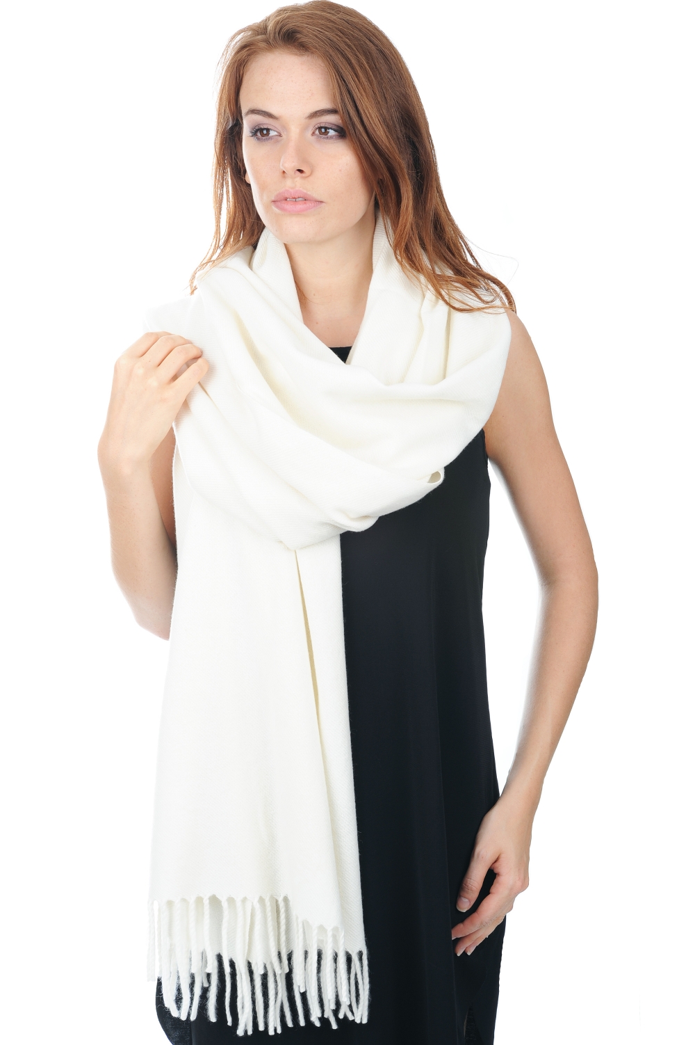 Cashmere cashmere donna sciarpe foulard niry ecru 200x90cm