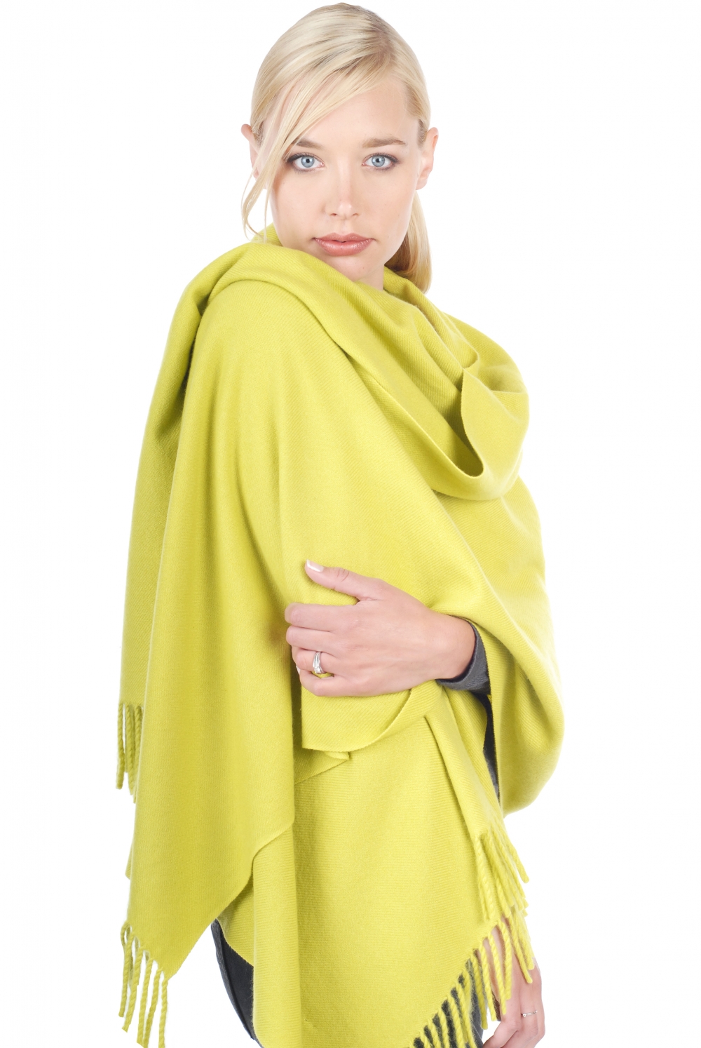 Cashmere cashmere donna sciarpe foulard niry verde chartreuse 200x90cm