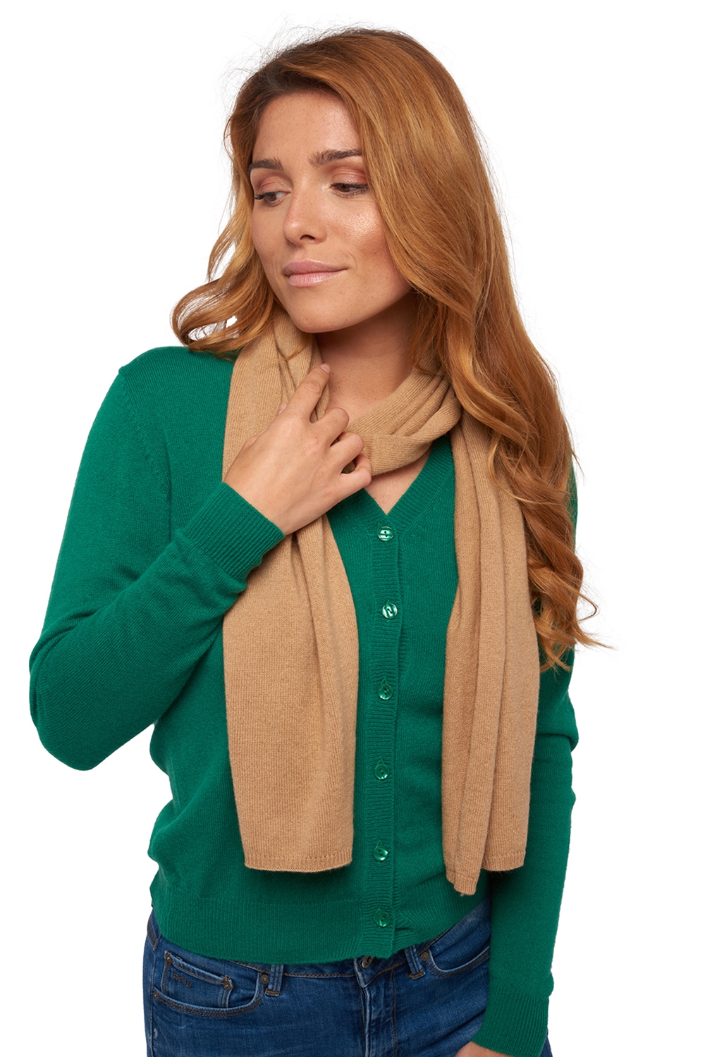 Cashmere cashmere donna sciarpe foulard ozone cammello 160 x 30 cm