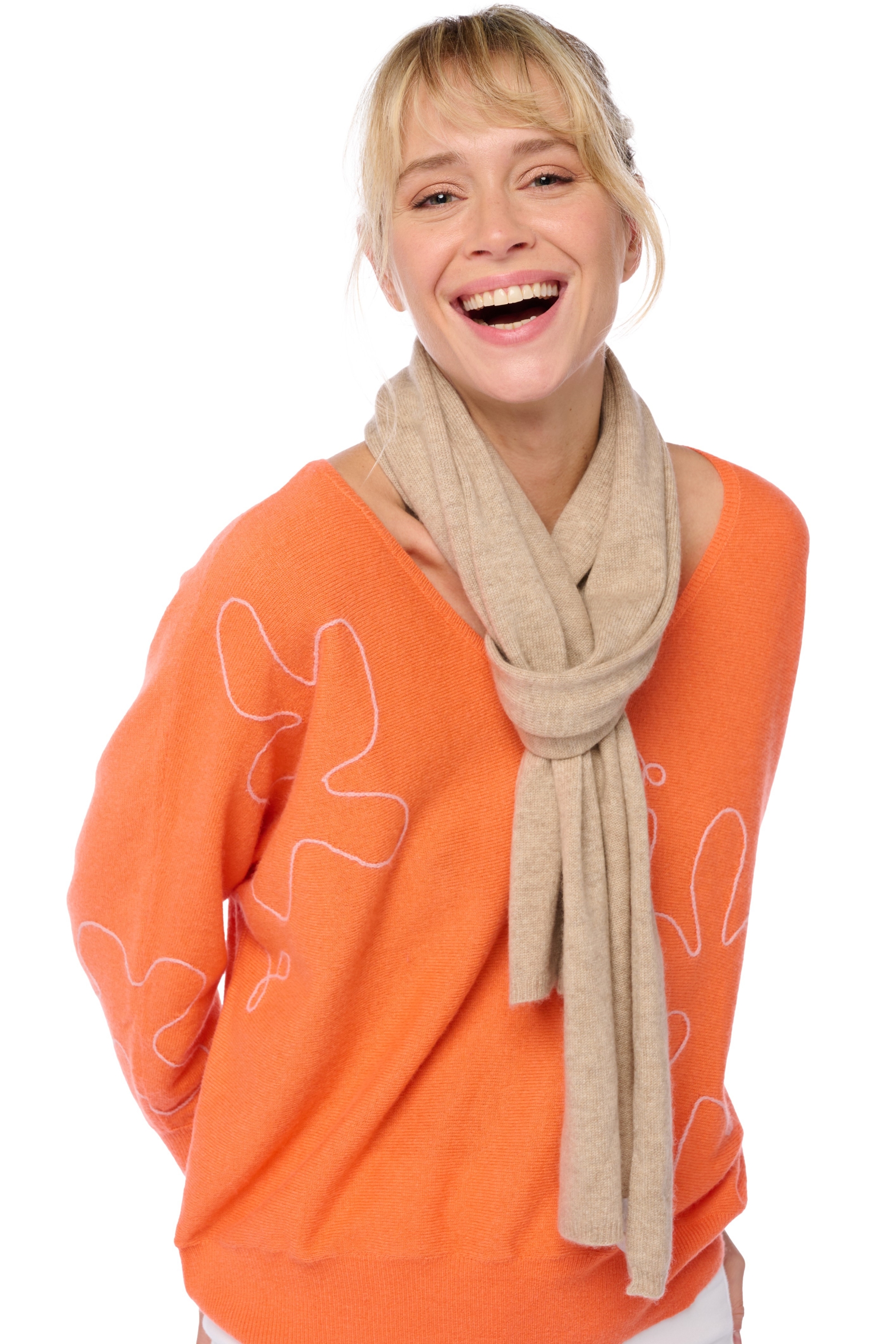 Cashmere cashmere donna sciarpe foulard ozone natural stone 160 x 30 cm