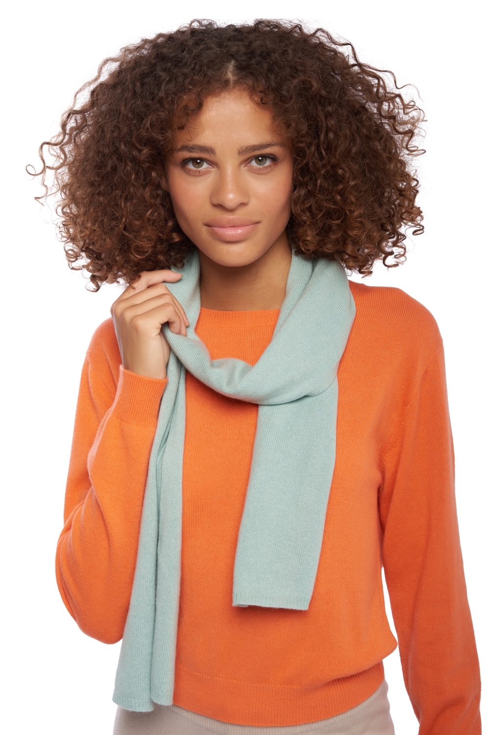 Cashmere cashmere donna sciarpe foulard ozone sea foam 160 x 30 cm