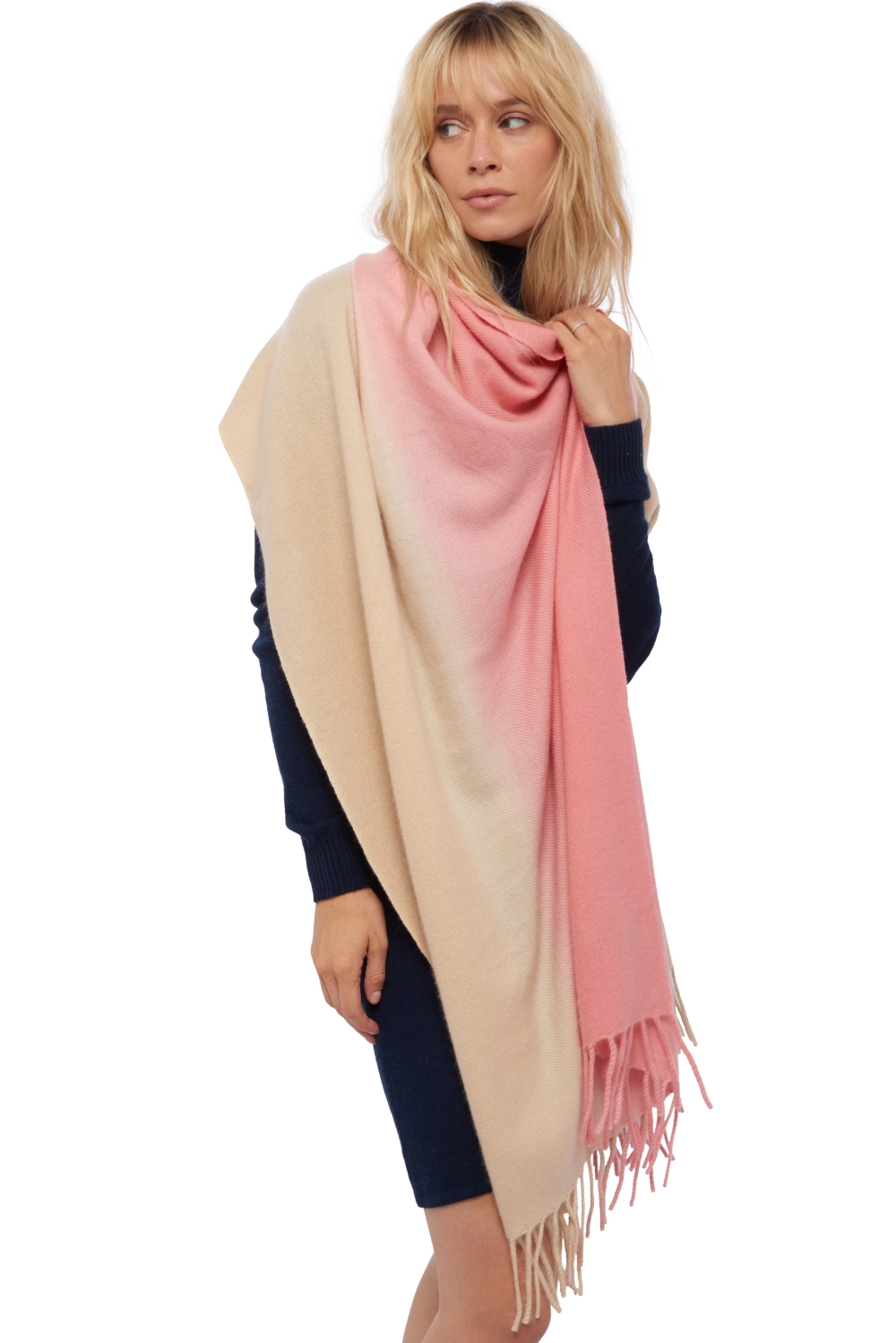 Cashmere cashmere donna sciarpe foulard vaasa natural beige peach 200 x 70 cm