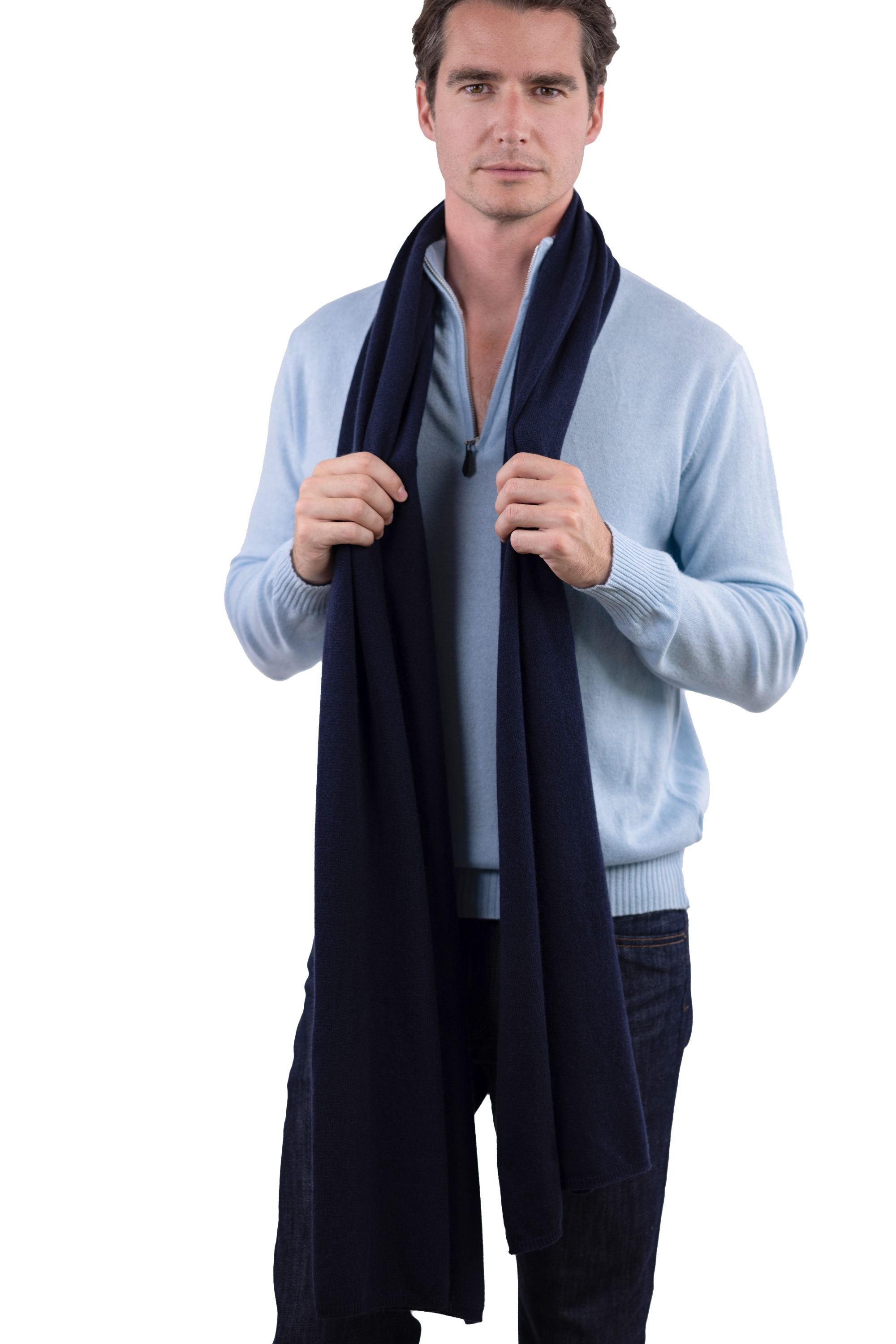 Cashmere cashmere donna sciarpe foulard wifi blu notte 230cm x 60cm