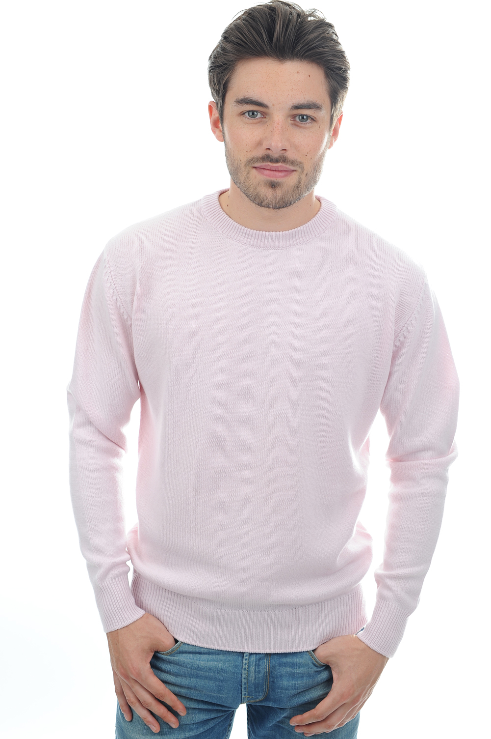 Cashmere uomo maglioni in filato grosso nestor 4f rosa pallido 2xl