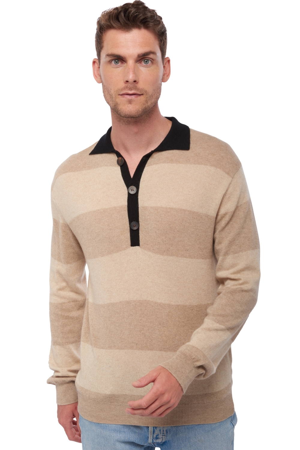 Cashmere uomo polo vecinos natural brown natural beige s