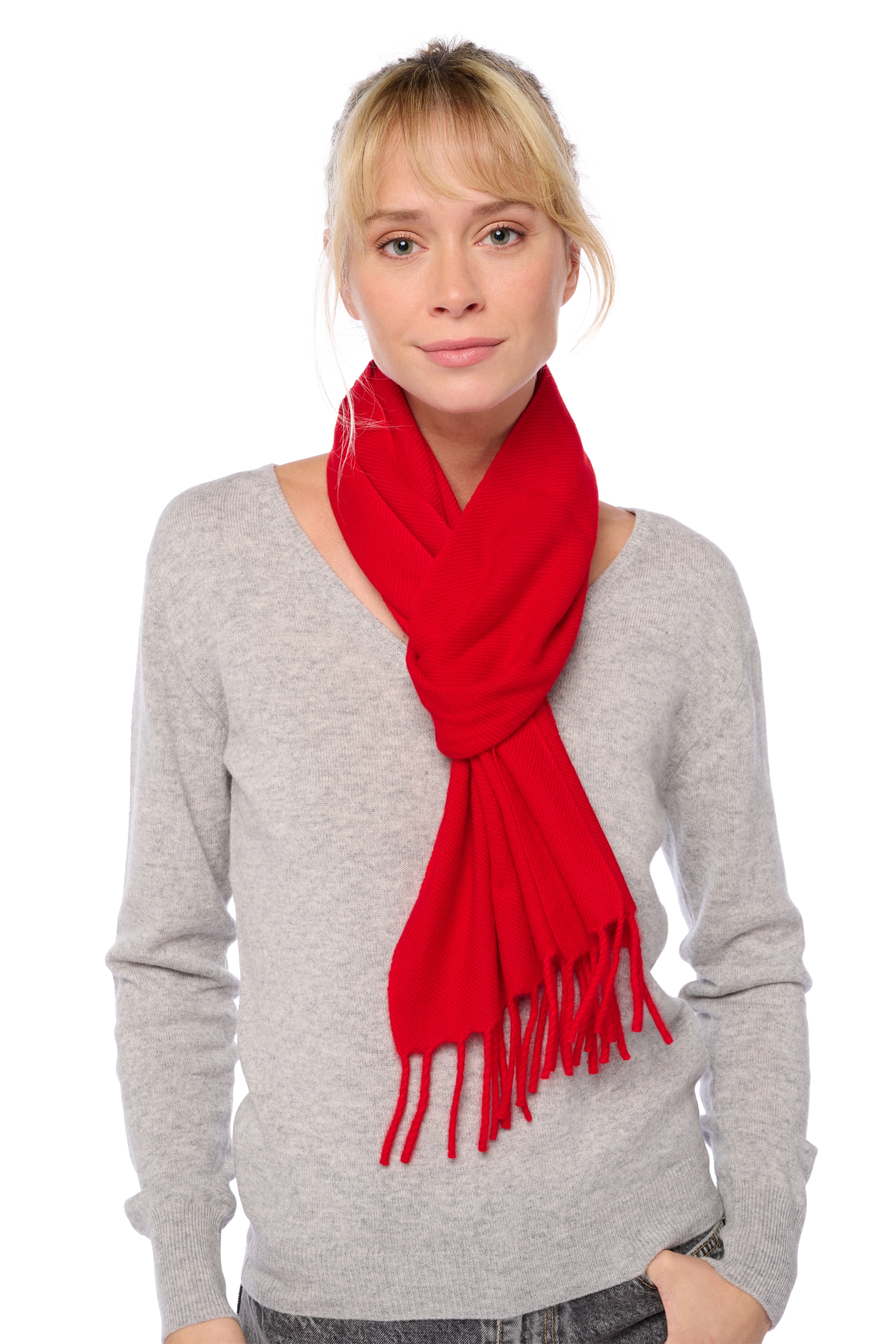 Cashmere uomo sciarpe foulard kazu170 rosso franco 170 x 25 cm