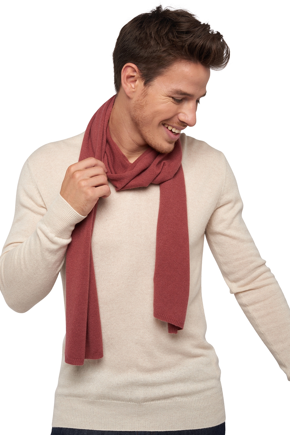 Cashmere uomo sciarpe foulard ozone rosewood 160 x 30 cm