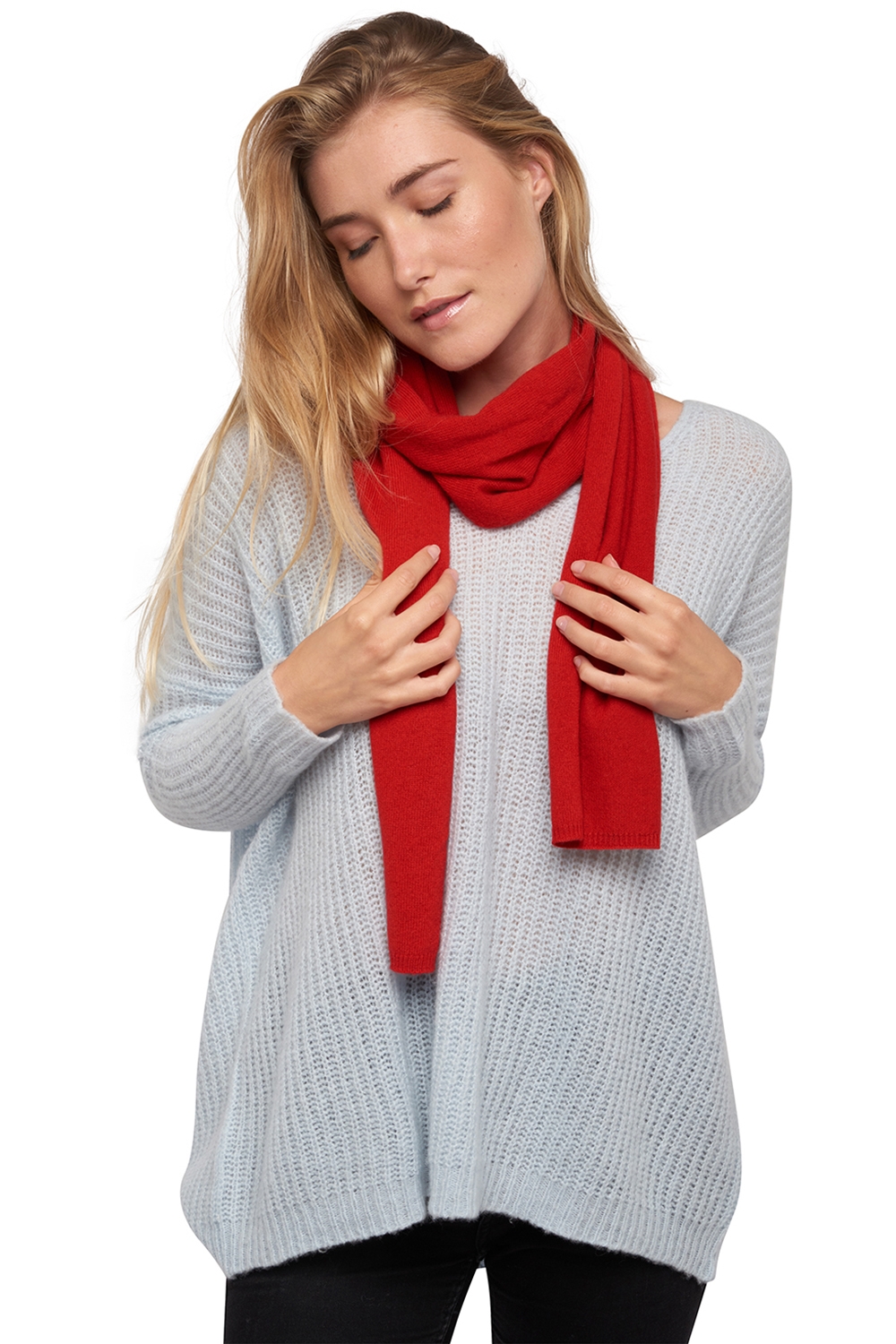 Cashmere uomo sciarpe foulard ozone rouge 160 x 30 cm