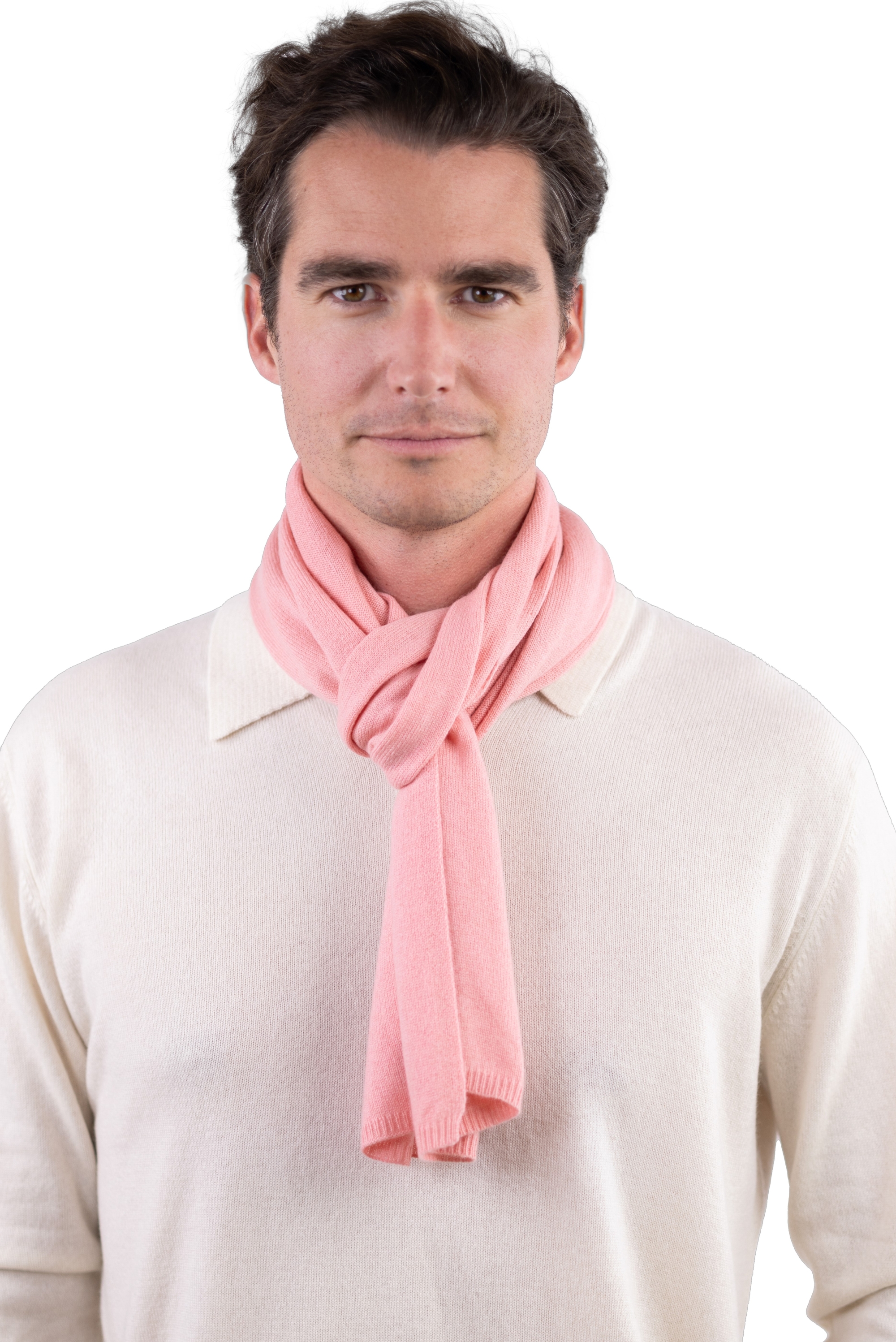 Cashmere uomo sciarpe foulard ozone tea rose 160 x 30 cm