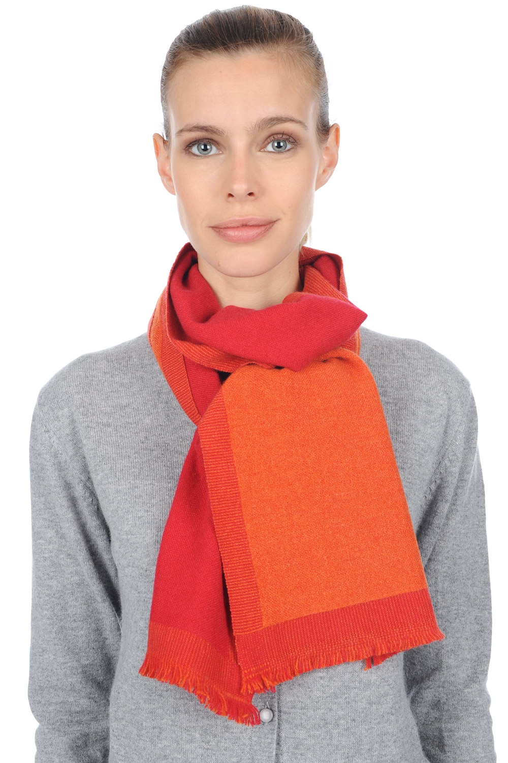 Cashmere uomo sciarpe foulard tonnerre paprika rosso rubino 180 x 24 cm