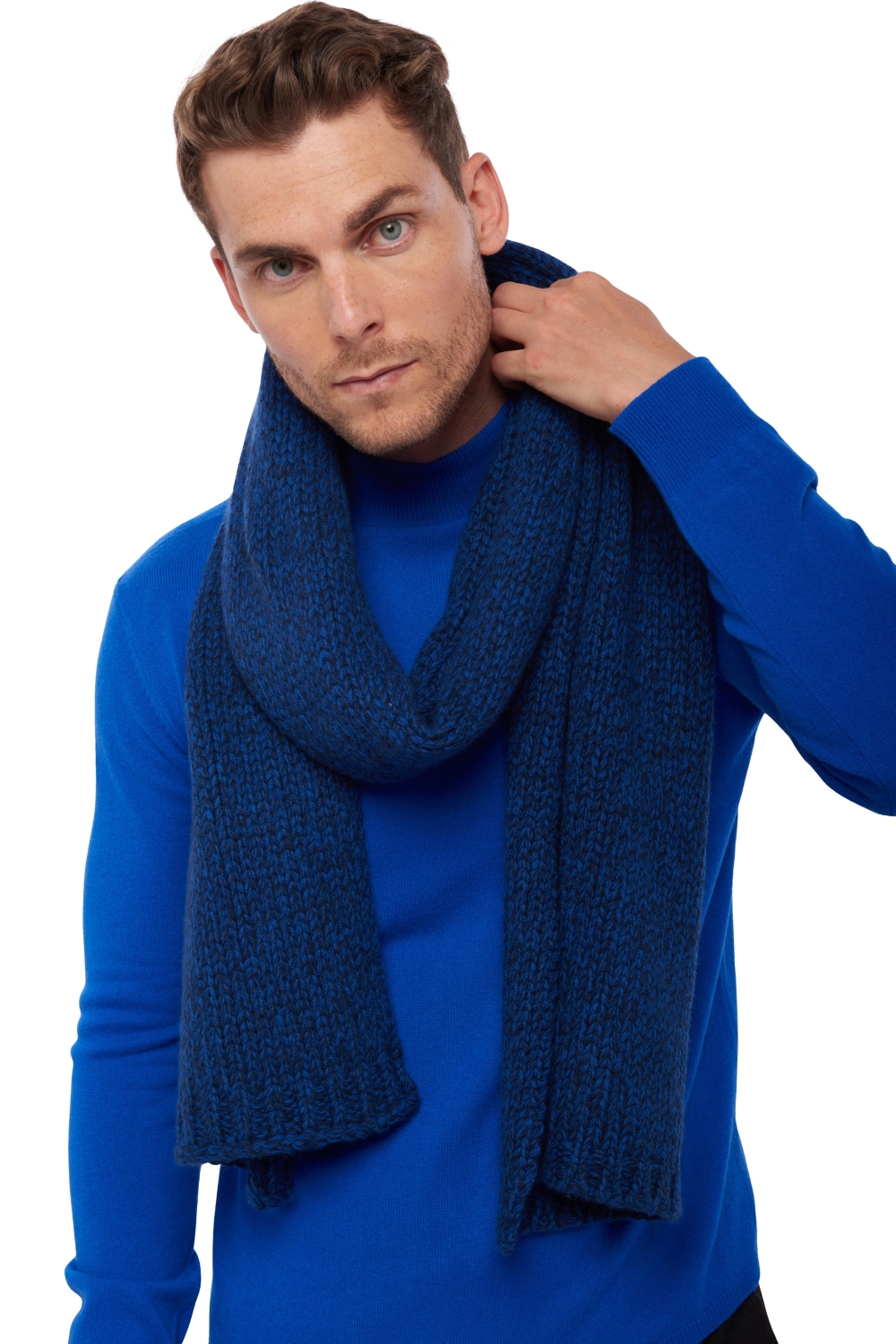 Cashmere uomo sciarpe foulard venus blu notte kleny 200 x 38 cm