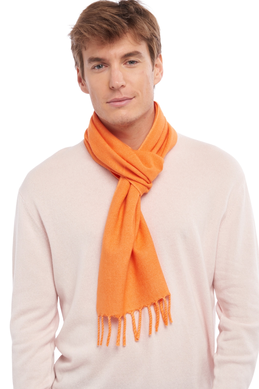 Cashmere uomo sciarpe foulard zak170 arancio 170 x 25 cm