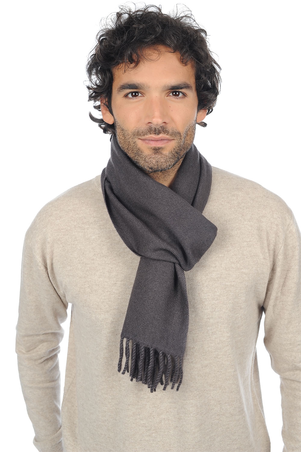 Cashmere uomo sciarpe foulard zak170 carbon 170 x 25 cm