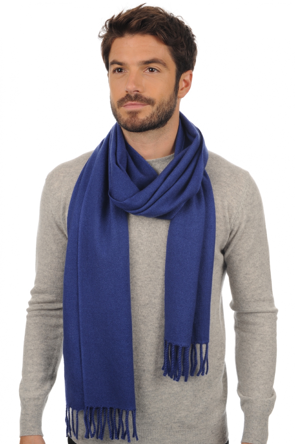 Cashmere uomo sciarpe foulard zak200 blu maschio 200 x 35 cm