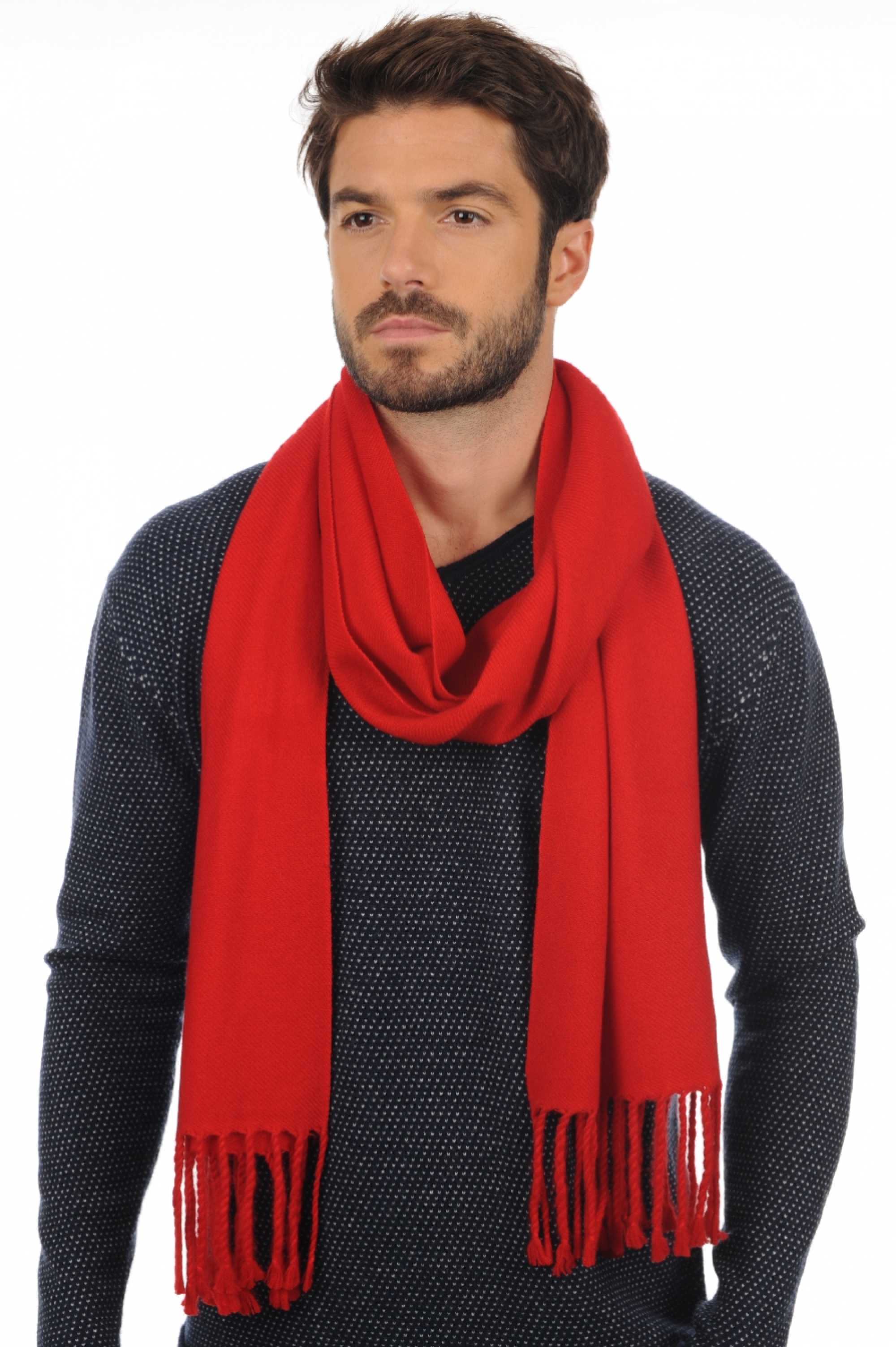 Cashmere uomo sciarpe foulard zak200 rosso franco 200 x 35 cm