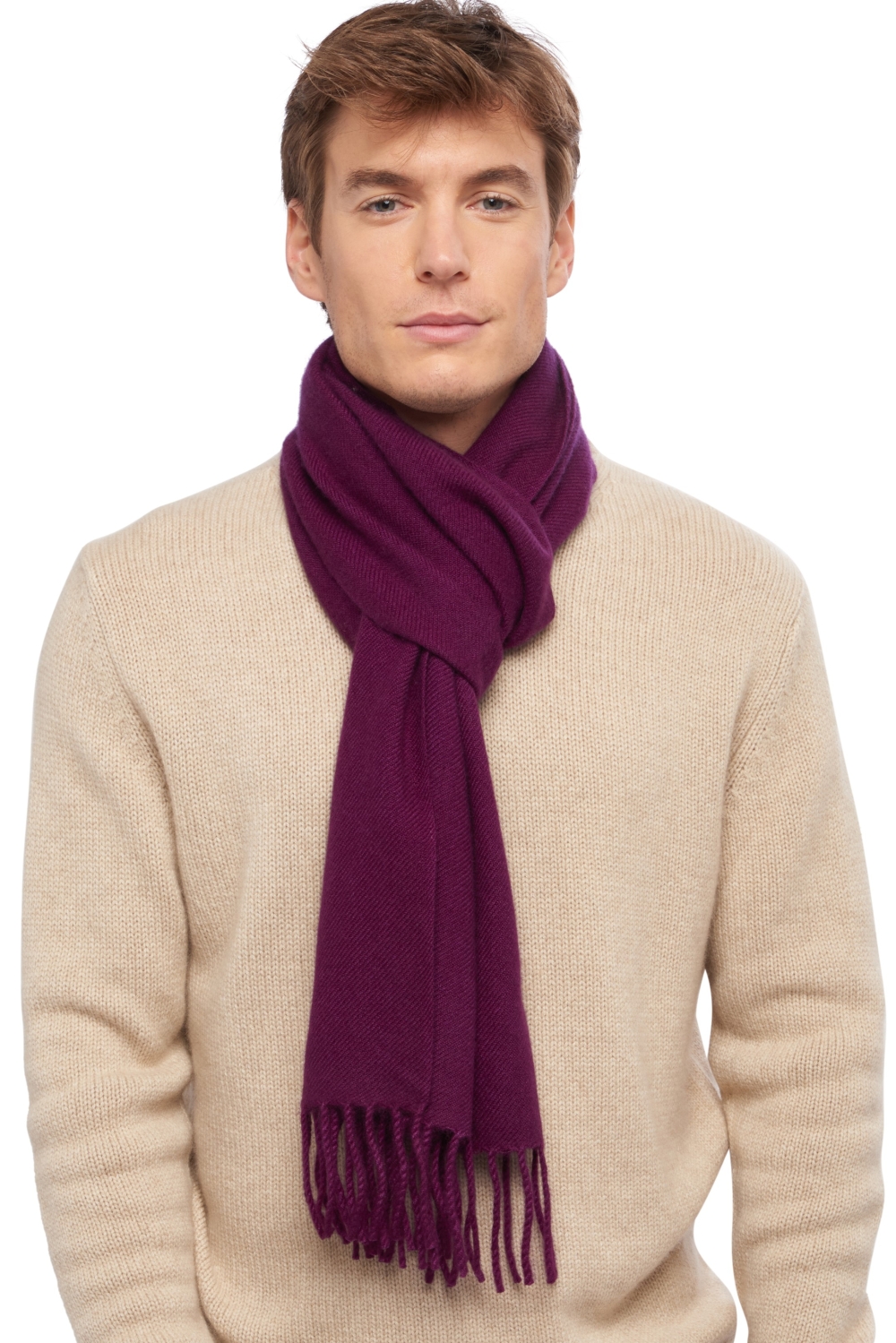 Cashmere uomo sciarpe foulard zak200 violetto molto vivo 200 x 35 cm