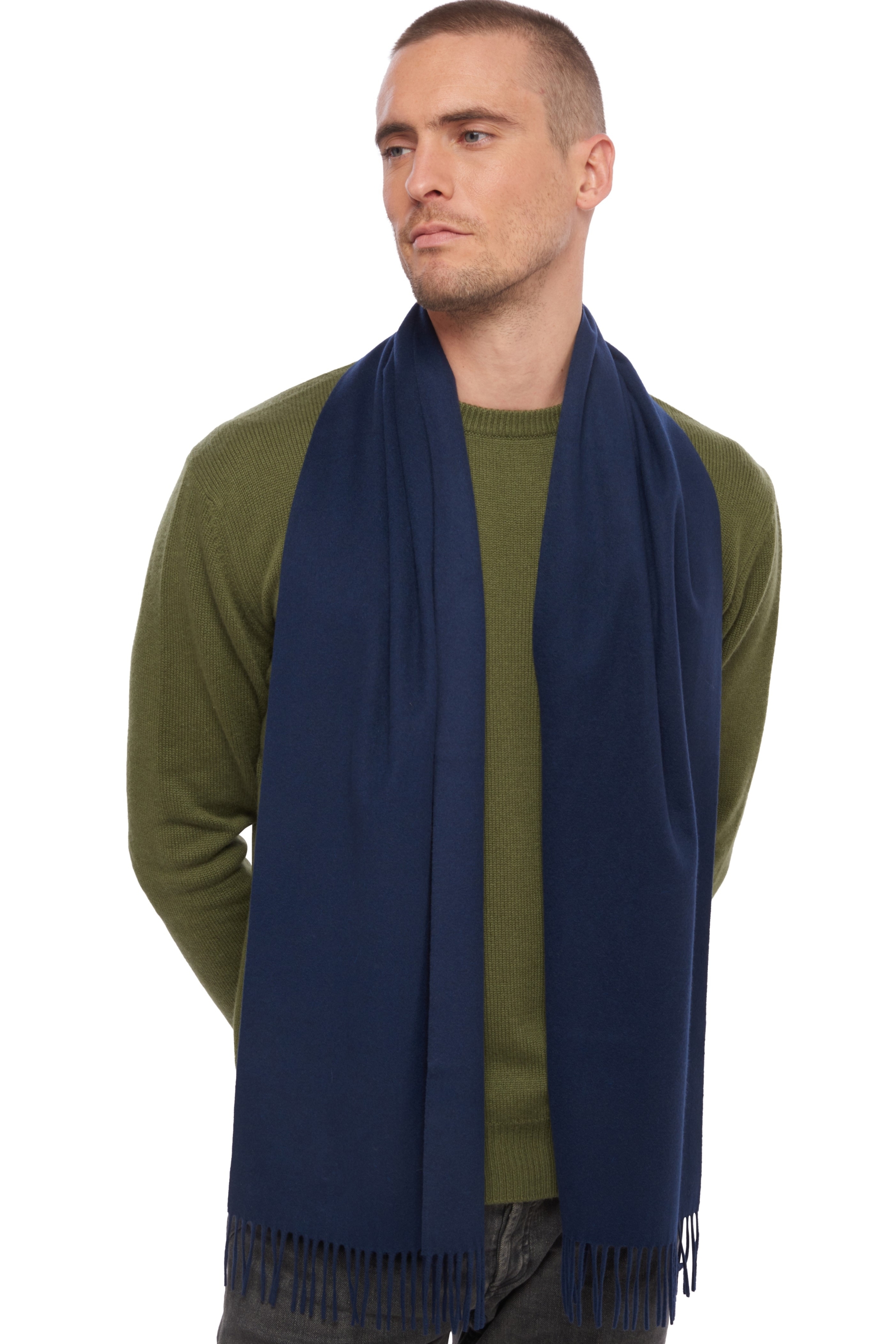 Vigogna cashmere donna sciarpe foulard vicunazak navy 175 x 30 cm