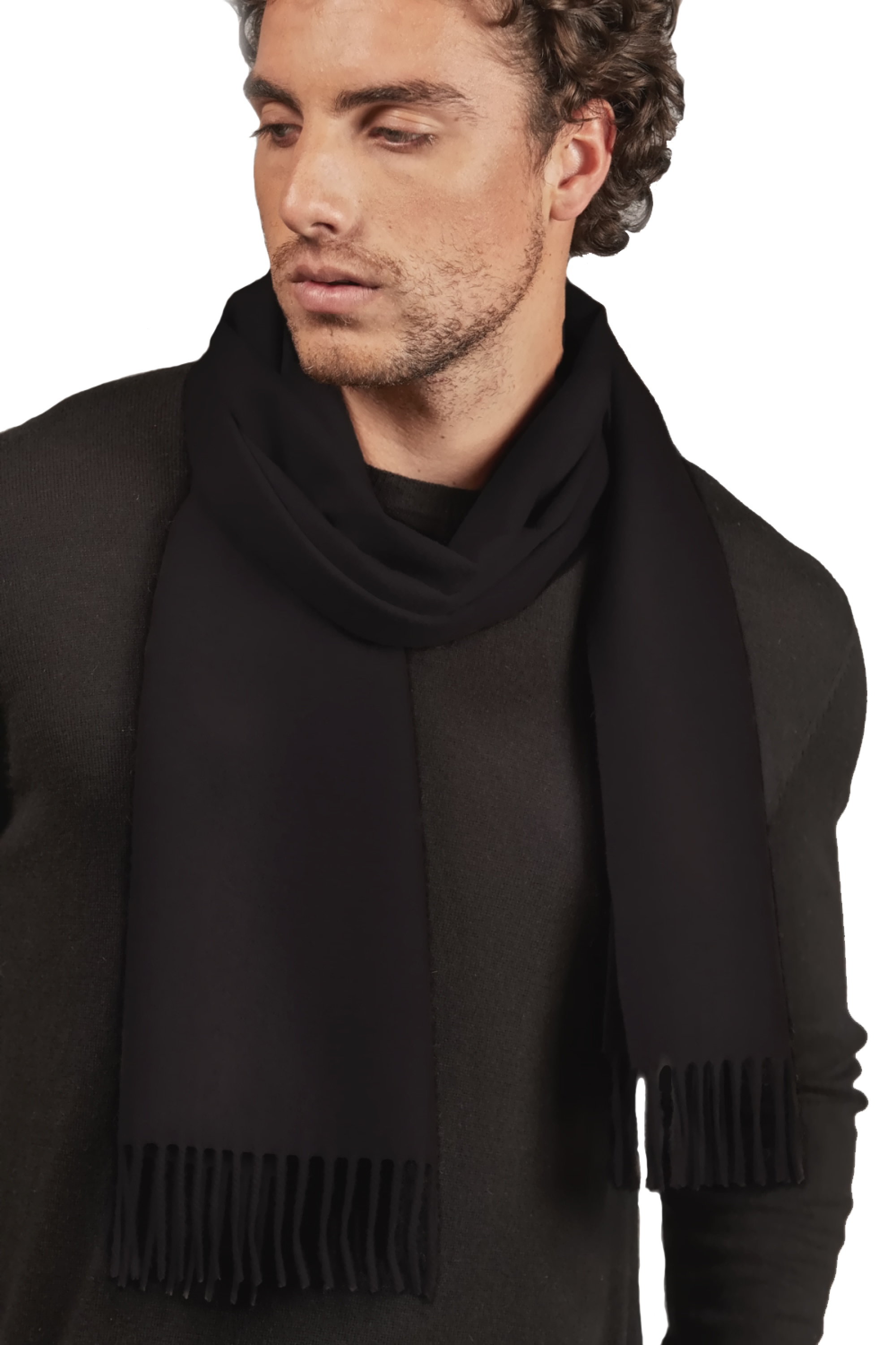 Vigogna cashmere donna sciarpe foulard vicunazak nero 175 x 30 cm