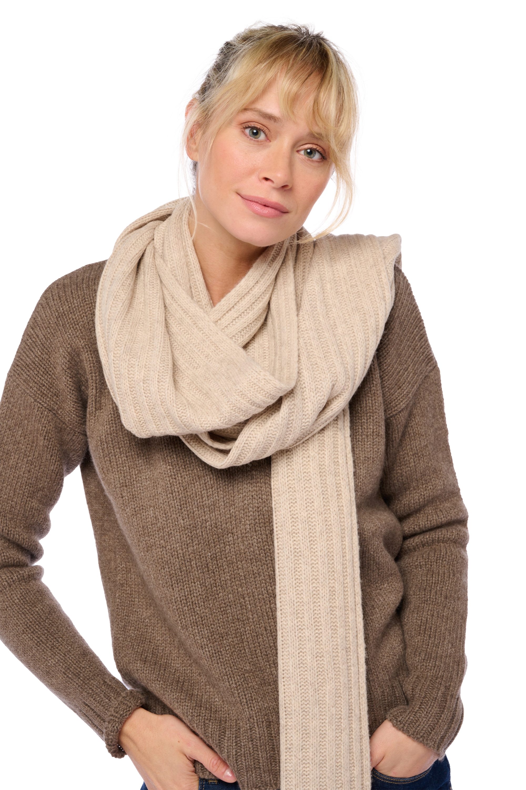 Yak accessori sciarpe foulard taxo beige atemporale 280 x 26 cm